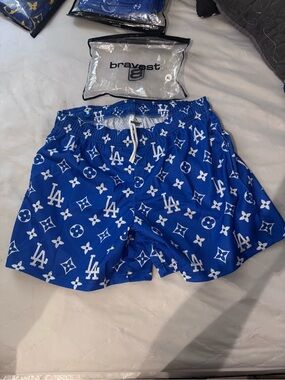 Bravest Studios Royal Blue LA Logo Print Men's Shorts